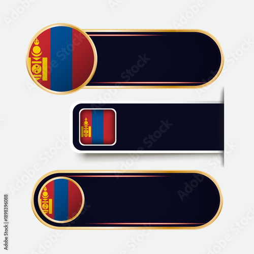 Shiny Mongolia Flag Banners Set