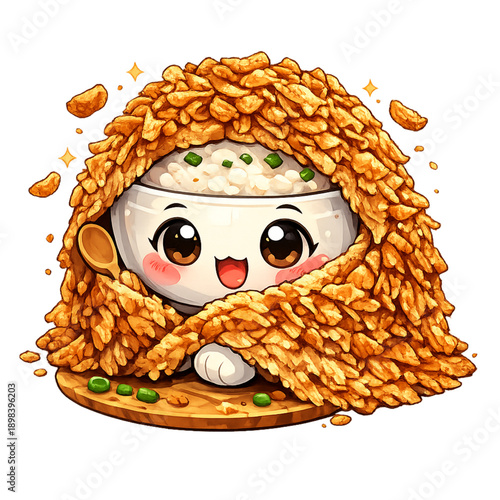 Chibi porridge with crispy onion blanket