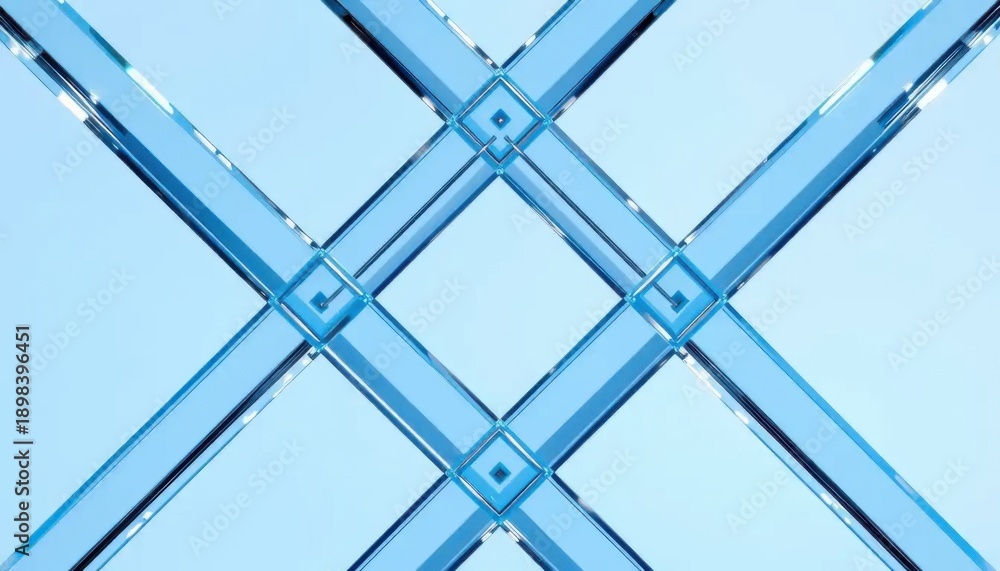 Obraz premium Abstract Blue Glass Geometric Pattern Background with Symmetry