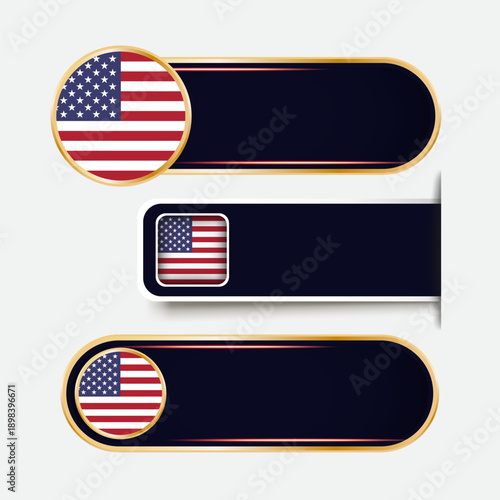 Shiny USA Flag Banners Set