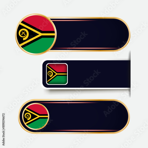 Shiny Vanuatu Flag Banners Set