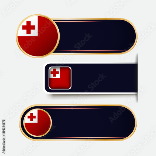 Shiny Tonga Flag Banners Set