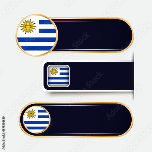 Shiny Uruguay Flag Banners Set