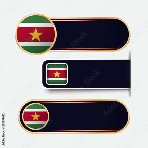 Shiny Suriname Flag Banners Set