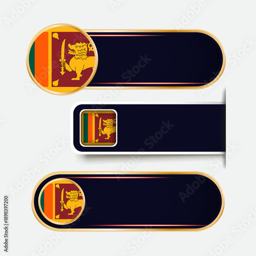 Shiny Sri Lanka Flag Banners Set