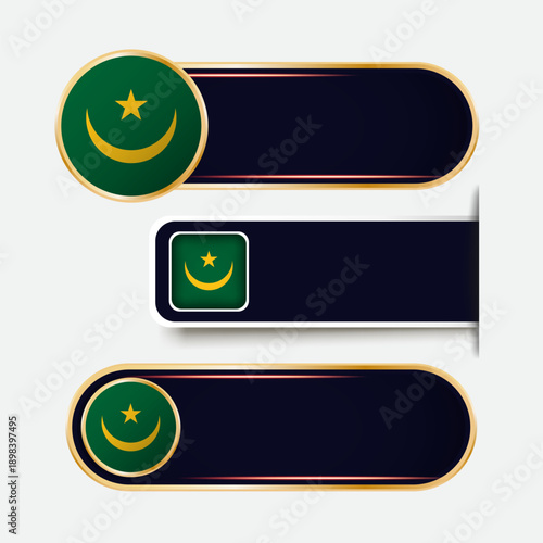 Shiny Mauritania Flag Banners Set