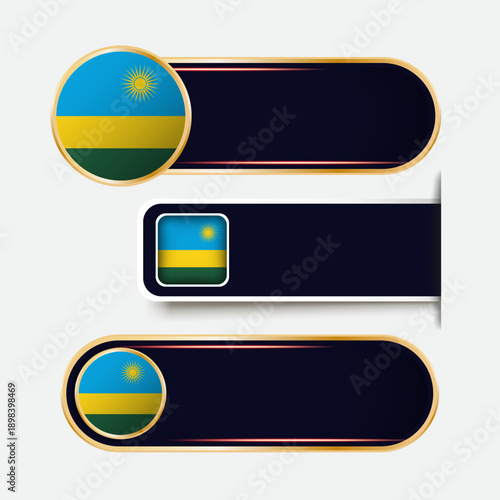 Shiny Rwanda Flag Banners Set