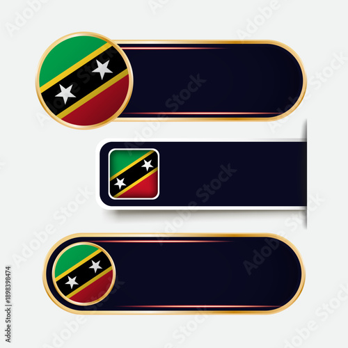 Shiny Saint kitts and Nevis Flag Banners Set