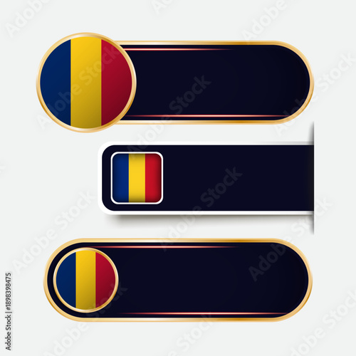 Shiny Romania Flag Banners Set