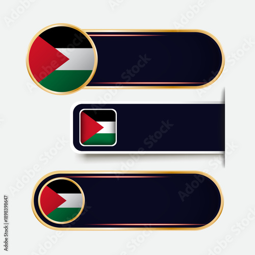 Shiny Palestine Flag Banners Set