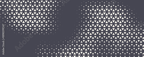 Triangular Halftone Texture Retrowave Vector Geometric Technology Abstract Background. Half Tone Triangles Retro Colored Pattern. Minimal 80s Style Dynamic Tech Structure Wallpaper