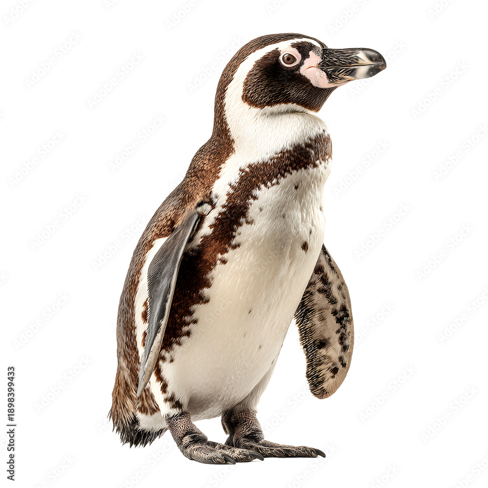 Fototapeta premium Emperor Penguin Isolated on White Background in Clean Wildlife Portrait