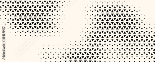 Triangular Halftone Texture Retrowave Vector Geometric Technology Abstract Background. Half Tone Triangles Retro Colored Pattern. Minimal 80s Style Dynamic Tech Structure Wallpaper