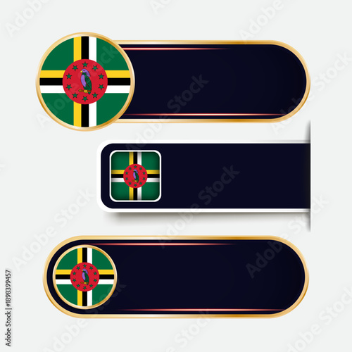 Shiny Dominica Flag Banners Set
