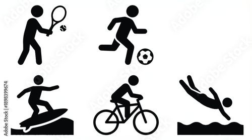 black silhouettes of people playing sports