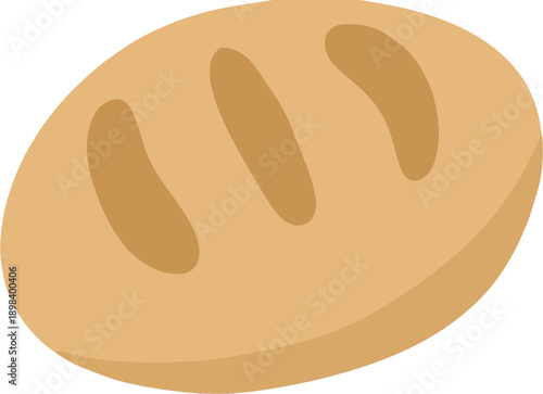 Freshly baked ciabatta bread loaf illustration with soft texture