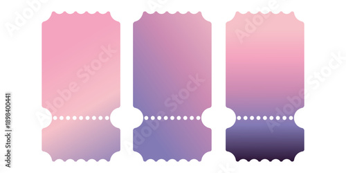 Set of gradient tickets template. Vector tickets or coupons on isolated white background