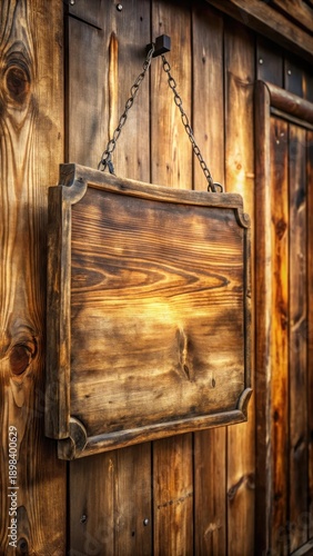 A weathered sign hangs askew on the rustic wooden wall of a classic western saloon