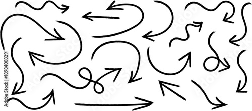 A chaotic arrangement of hand drawn arrows and curved lines fills the frame suggesting movement direction and abstract thought high quality professional detailed