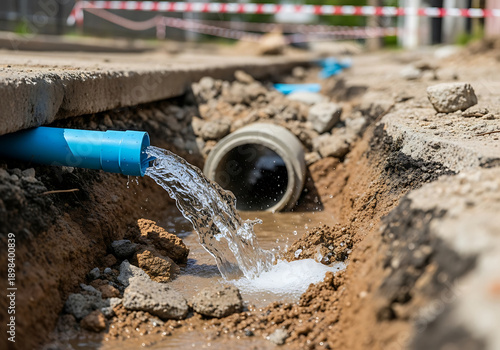 Wallpaper Mural Construction Water Pipe Leaking at Trench Torontodigital.ca