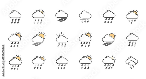 Collection of Simple Weather Icons Set.