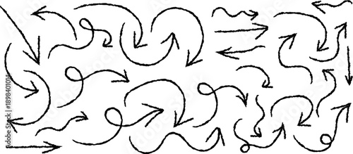 A chaotic collection of hand drawn arrows and curved lines fill the frame resembling abstract pathways or swirling currents high quality professional detailed