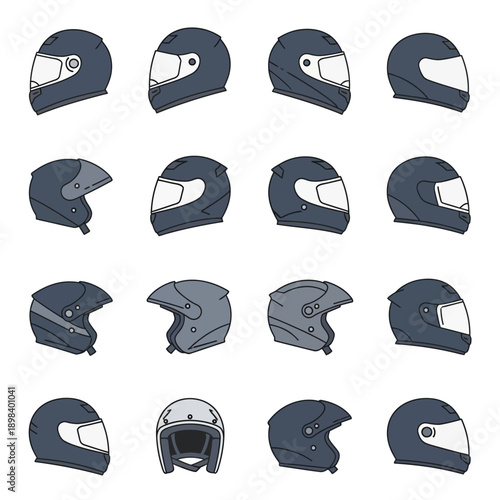 Motorcycle Helmets Collection: Various Styles and Angles