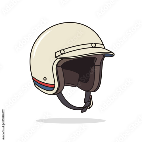 Retro Motorcycle Helmet - Vintage Style Cream Open Face Scooter Headgear