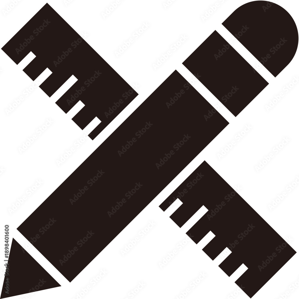 Fototapeta premium Pencil and Ruler Icon Representing Creativity, Measurement, and Design Tools