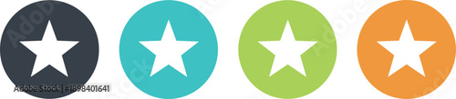 Star rating icon set feedback review evaluation favorite quality score colorful round symbols flat vector illustration