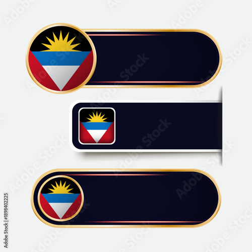 Shiny Antigua and Barbuda Flag Banners Set