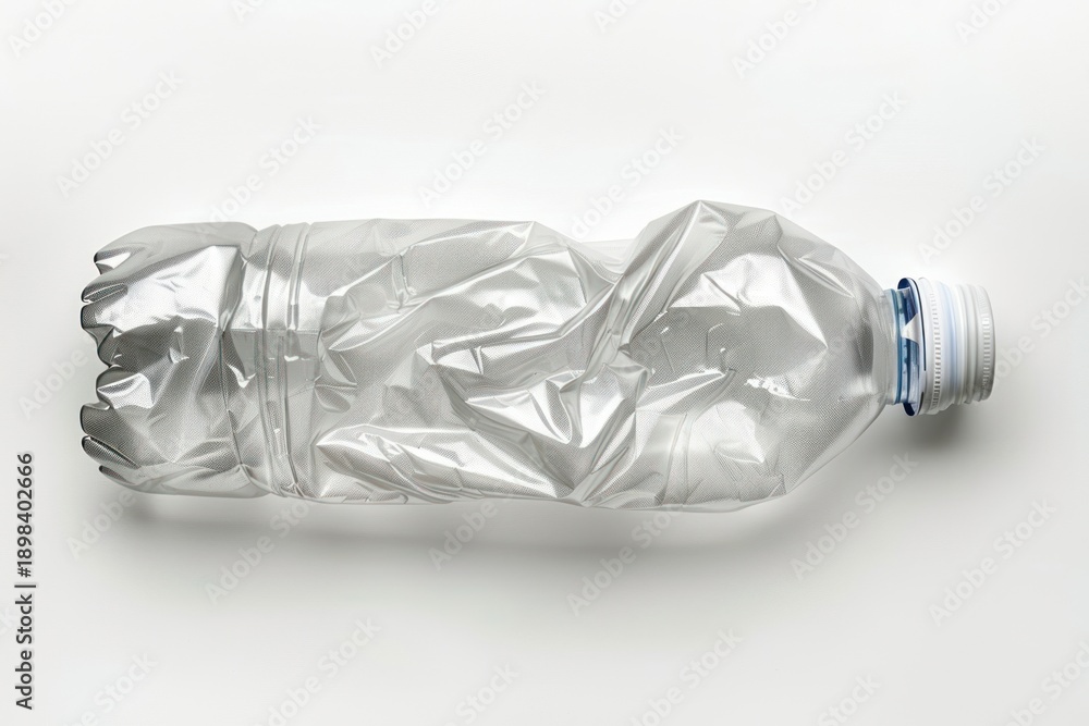 Naklejka premium Crushed plastic bottle aluminium diaper water bottle.