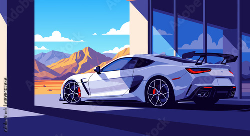 Sleek White Sports Car Illustration - A Dynamic Vector Artwork Capturing Automotive Excellence