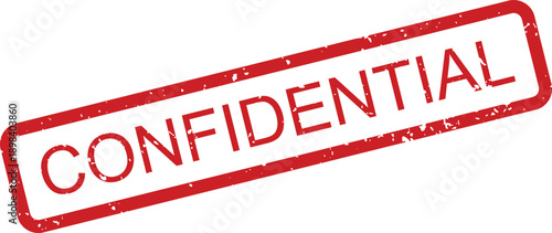 Official red grunge textured stamp displaying the prominent word CONFIDENTIAL on a pure white canvas