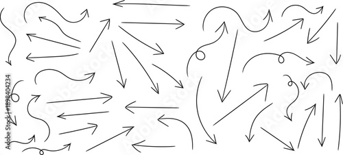 A chaotic arrangement of hand drawn black arrows and curved lines covers the entire frame suggesting movement and direction high quality professional detailed
