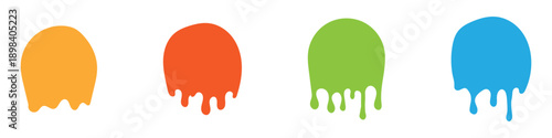 Colorful paint drip shapes icon set. circle melt drops, graffiti paint drip blobs, label liquid drop symbol. vector illustration.