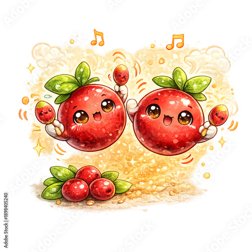 Cranberries shaking maracas cheerfully