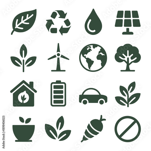 Green Energy and Ecology Icon Set