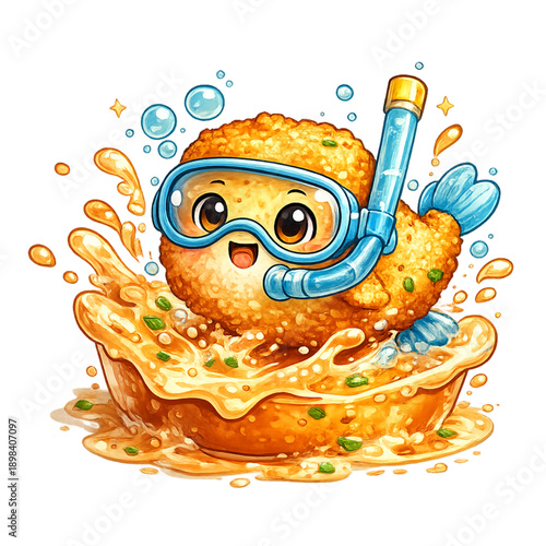 Fish nugget snorkeling in sauce