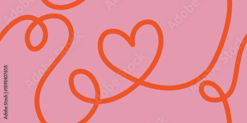 Bezszwowy wzór. Czerwone serce na różowym tle - romantyczny design walentynkowy.