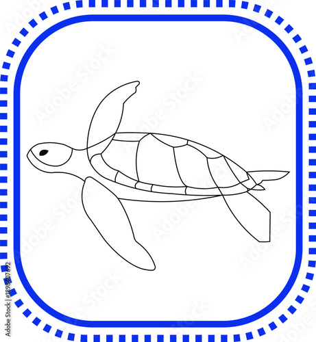 Cute vector illustration of a turtle swimming in the ocean