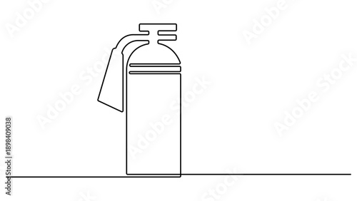 Continuous linear drawing of a fire extinguisher. Single line drawing of a fire extinguisher. Linear stylized  isolated on transparent Minimalist. Line art of fire extinguisher. Vector illustration