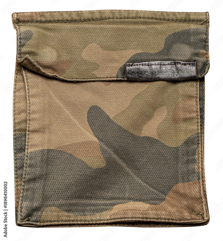 Naklejka premium Camouflage military pant pocket with textile flap
