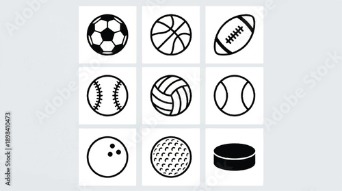 collection of various sports balls icons
