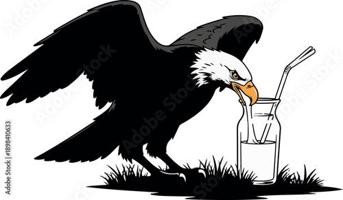 "Humorous Animal Beer Icons – Rat, Goat, Eagle Drinking"