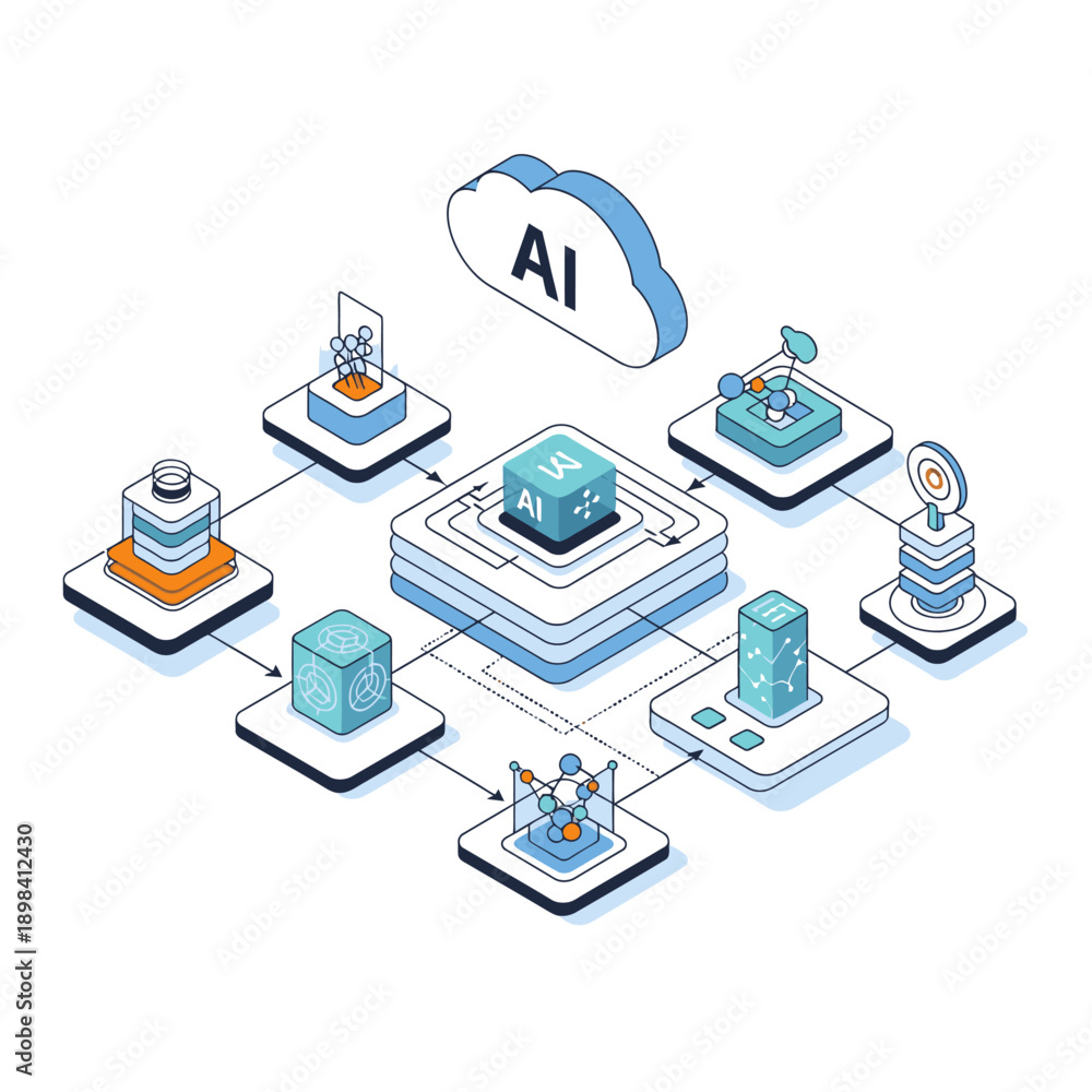 custom made wallpaper toronto digitalArtificial Intelligence System with Cloud Computing and Data Processing.