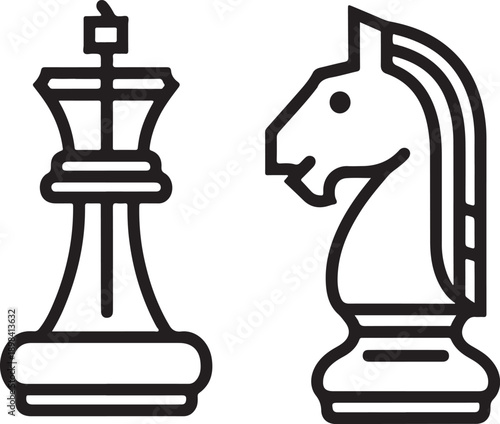 Minimal silhouette style vector chess strategy logo design featuring clean black shapes, smart symbolic forms, simple line art, modern minimalist concept ideal for chess clubs, gaming brands, strategy