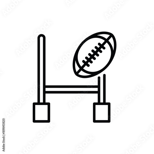 A simple line drawing depicts an american football and goalposts