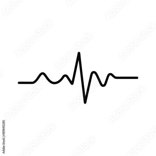 Simple black line drawing of a heartbeat or pulse wave on white background