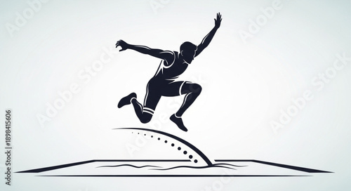 Athlete jumping during a long jump competition silhouette.